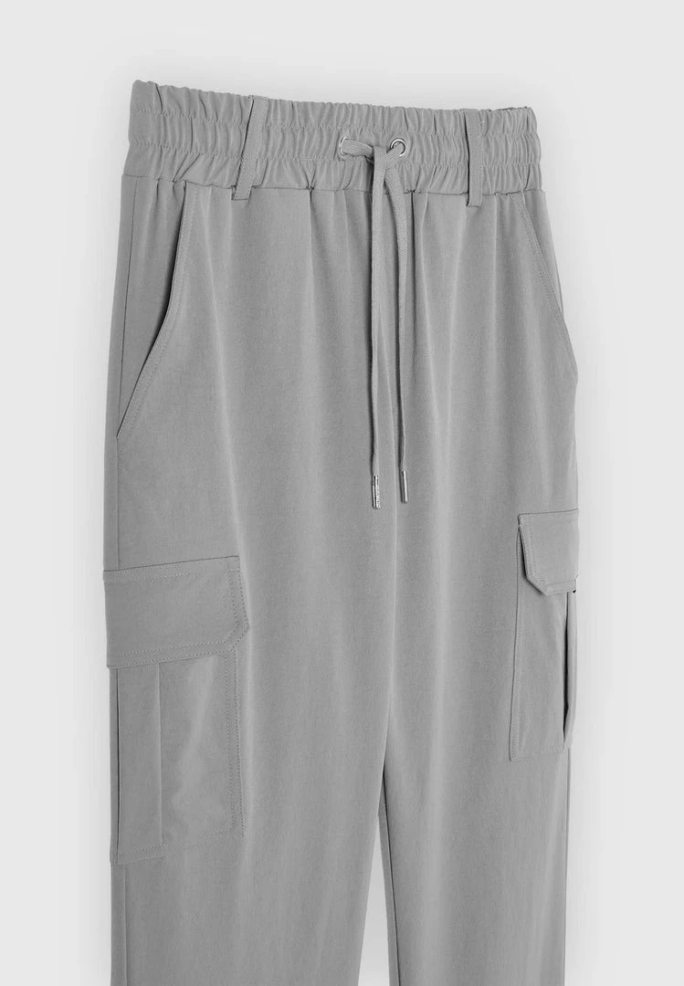 Man Casual Trousers Technical Cargo Pants - Light Grey