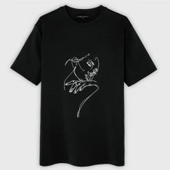 Man T-Shirts Line Art T-Shirt - Black T-SHIRTS & TOPS
