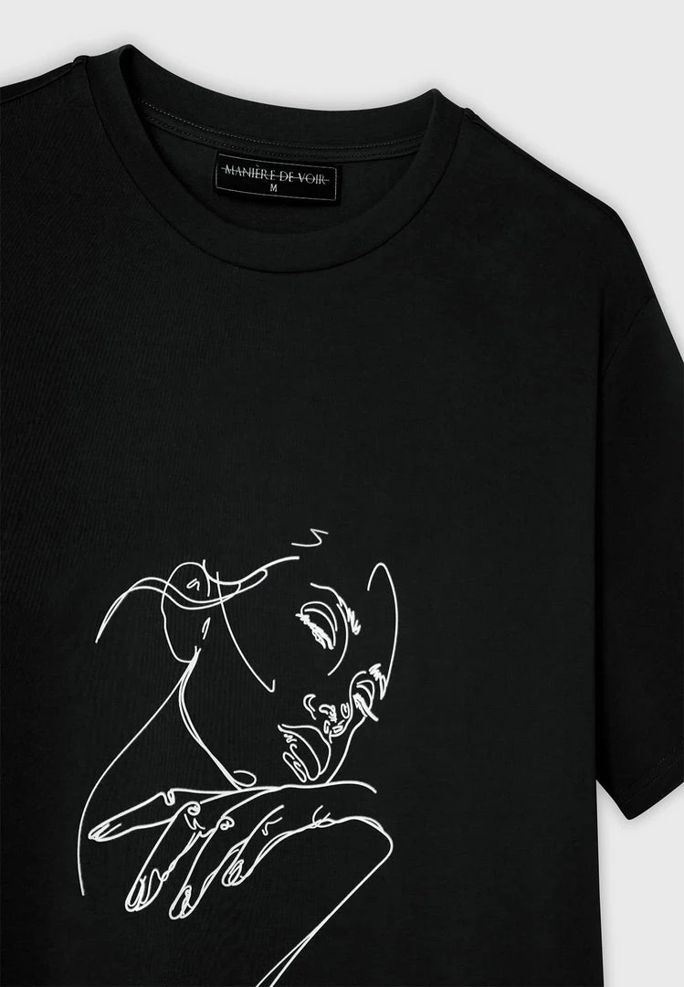 Man T-Shirts Line Art T-Shirt - Black T-SHIRTS & TOPS