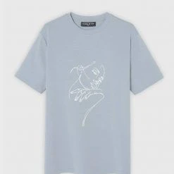Man T-Shirts Line Art T-Shirt - Blue