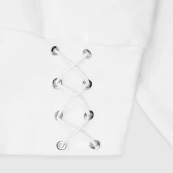 Woman Hoodies CO-ORDS Lace Up Cropped Hoodie - White