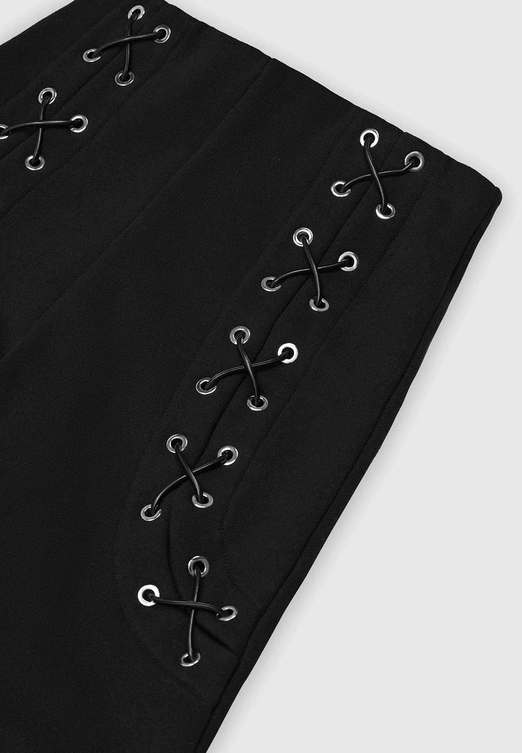 Woman Trousers CARGO PANTS & JOGGERS Lace Up Joggers - Black