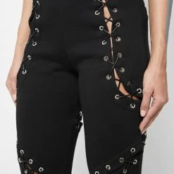 Woman Trousers CARGO PANTS & JOGGERS Lace Up Joggers - Black