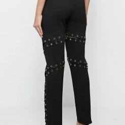 Woman Trousers CARGO PANTS & JOGGERS Lace Up Joggers - Black