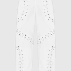 Woman Trousers Lace Up Joggers - White