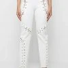 Woman Trousers Lace Up Joggers - White