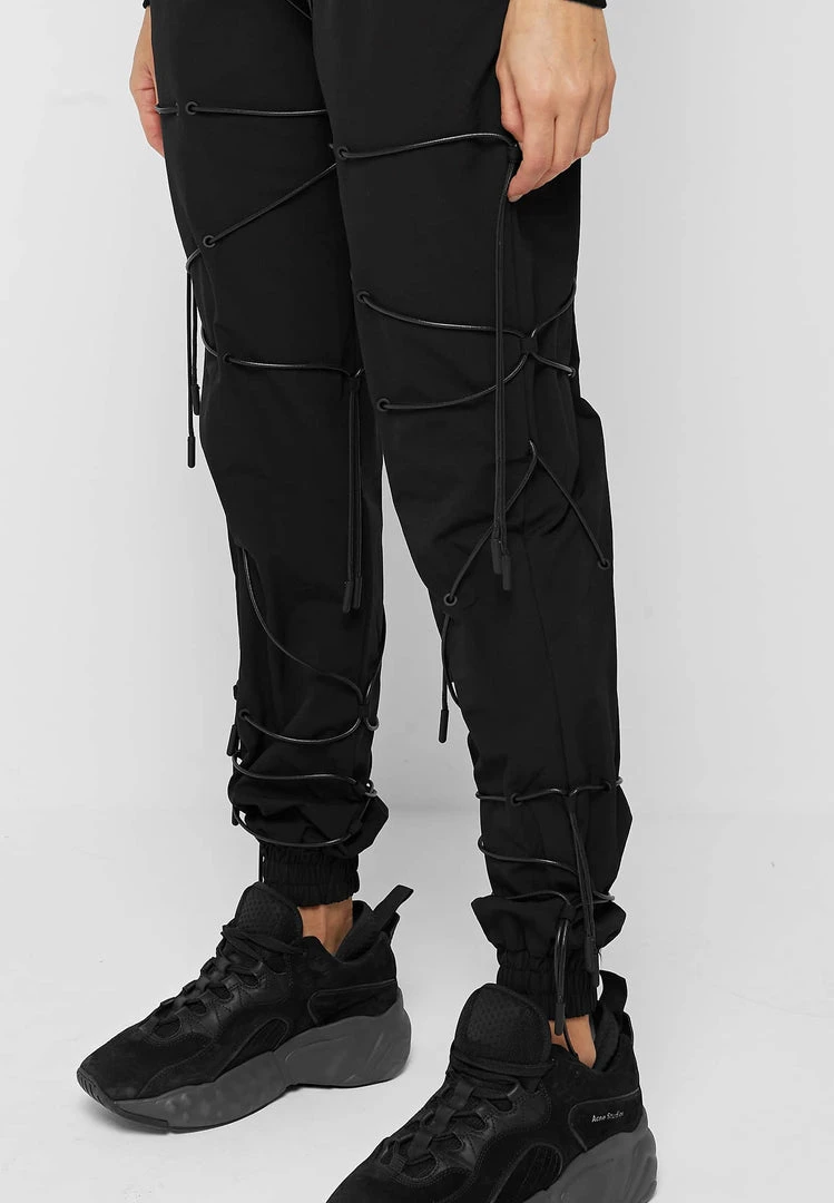 Woman Trousers CARGO PANTS & JOGGERS Lace-Up Cargo Pants - Black