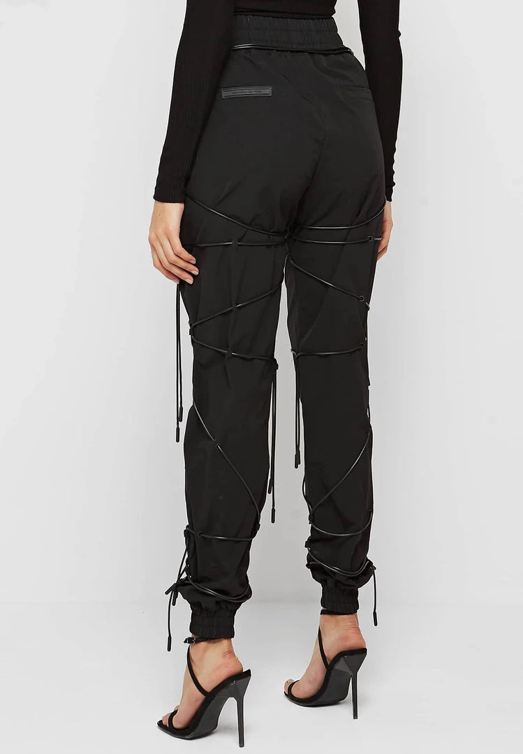 Woman Trousers CARGO PANTS & JOGGERS Lace-Up Cargo Pants - Black