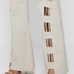 Woman Trousers Lace Up Trousers - Beige
