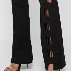 Woman Trousers Lace Up Trousers - Black