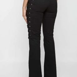Woman Trousers Lace Up Trousers - Black