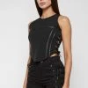 Woman Tops Lace Up Corset Top - Black