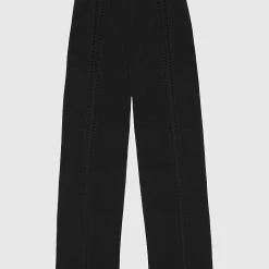 Woman Trousers Ladder Detail High Waisted Trousers - Black