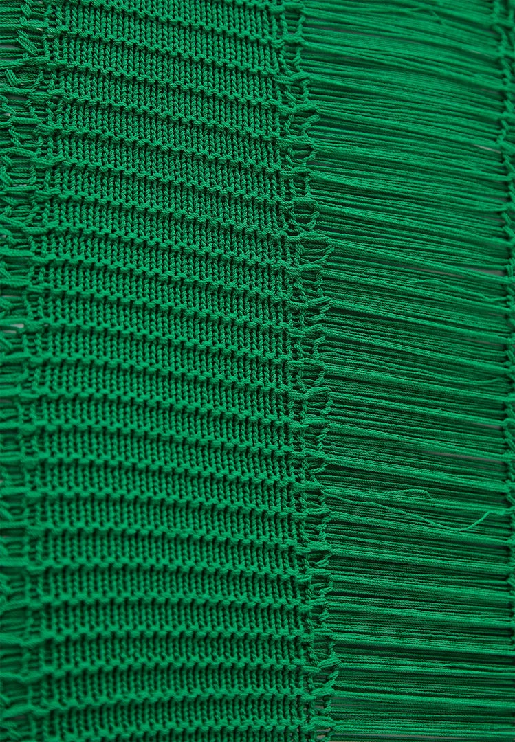 Woman Dresses Laddered Knit Mini Dress With Sleeves - Green