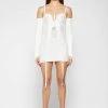 Woman Dresses Laddered Knit Mini Dress With Sleeves - Off White