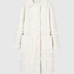 Woman Coats Limited Edition Vegan Leather & Shearling Coat - Beige OUTERWEAR