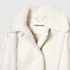 Woman Coats Limited Edition Vegan Leather & Shearling Coat - Beige OUTERWEAR