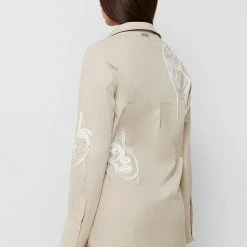 Woman Dresses Line Art Shirt Dress - Beige