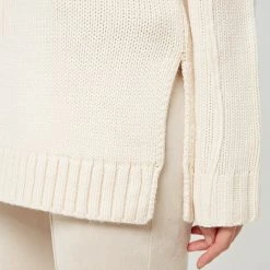 Woman Jumpers Line Art Chunky Knit Jumper - Beige KNITWEAR
