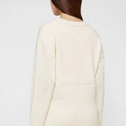 Woman Jumpers Line Art Chunky Knit Jumper - Beige KNITWEAR