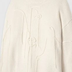 Woman Jumpers Line Art Chunky Knit Jumper - Beige KNITWEAR