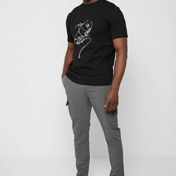 Man T-Shirts Line Art T-Shirt - Black T-SHIRTS & TOPS