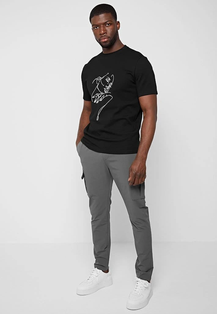 Man T-Shirts Line Art T-Shirt - Black T-SHIRTS & TOPS