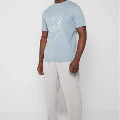 Man T-Shirts Line Art T-Shirt - Blue