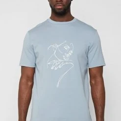 Man T-Shirts Line Art T-Shirt - Blue