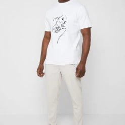 Man T-Shirts Line Art T-Shirt - White