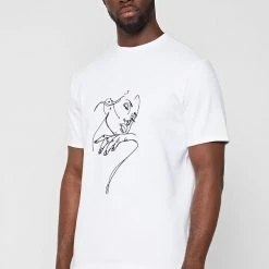 Man T-Shirts Line Art T-Shirt - White