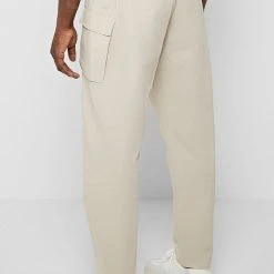 Man Casual Trousers Loose Fit Trousers With Cargo Pocket - Stone