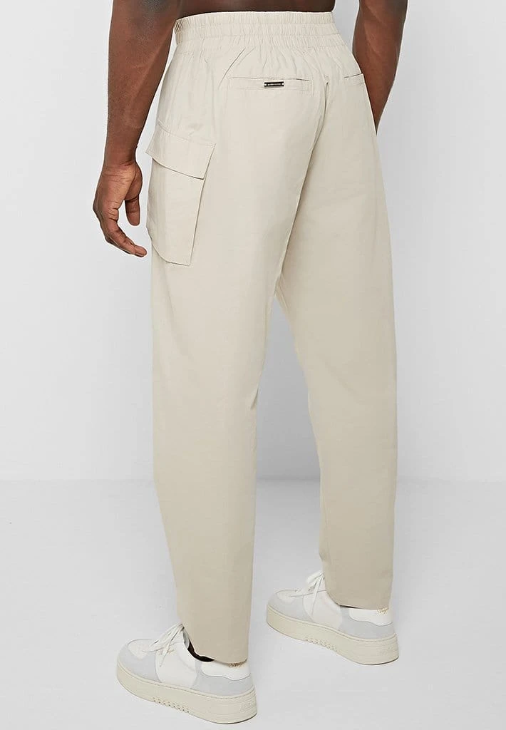 Man Casual Trousers Loose Fit Trousers With Cargo Pocket - Stone