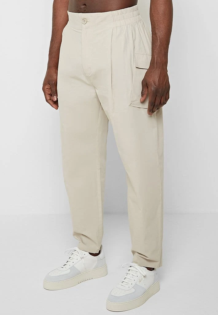 Man Casual Trousers Loose Fit Trousers With Cargo Pocket - Stone