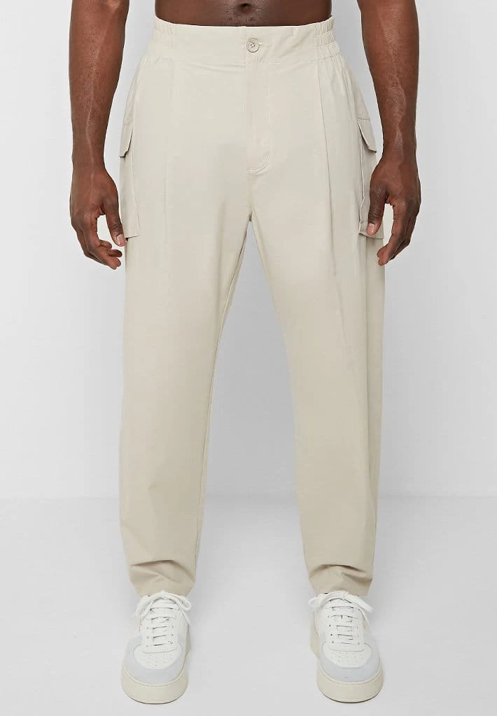 Man Casual Trousers Loose Fit Trousers With Cargo Pocket - Stone