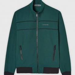 Man Tracksuit Tops Viscose Track Jacket - Emerald Green / Black