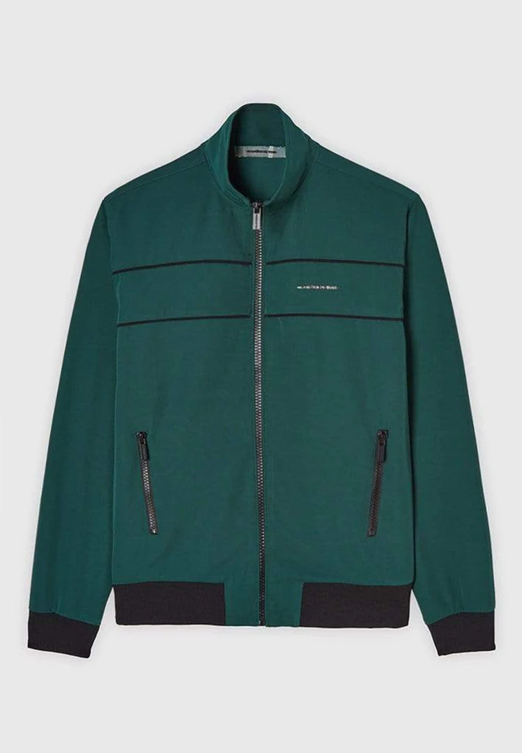 Man Tracksuit Tops Viscose Track Jacket - Emerald Green / Black