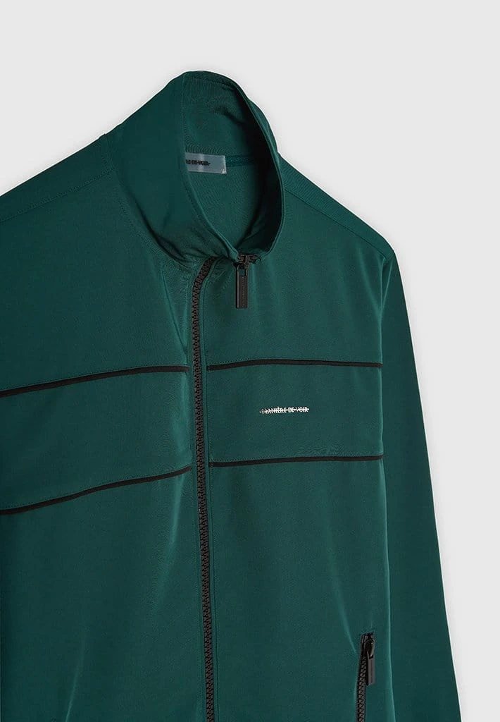 Man Tracksuit Tops Viscose Track Jacket - Emerald Green / Black