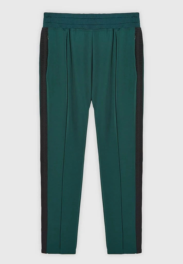 Man Tracksuit Bottoms TRACKSUITS Viscose Track Pants With Stripe - Emerald Green / Black