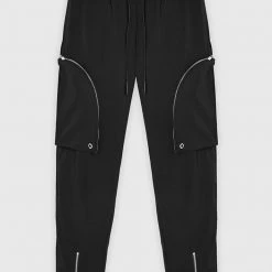 Man Casual Trousers Zip Detail Cargo Pants - Black