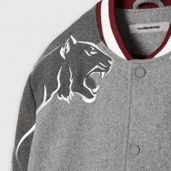 Man Jackets Panther Varsity Jacket - Grey