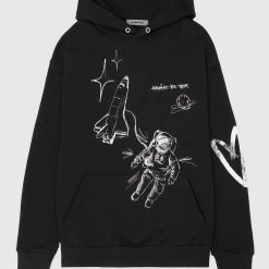 Man Hoodies Graffiti Hoodie - Black