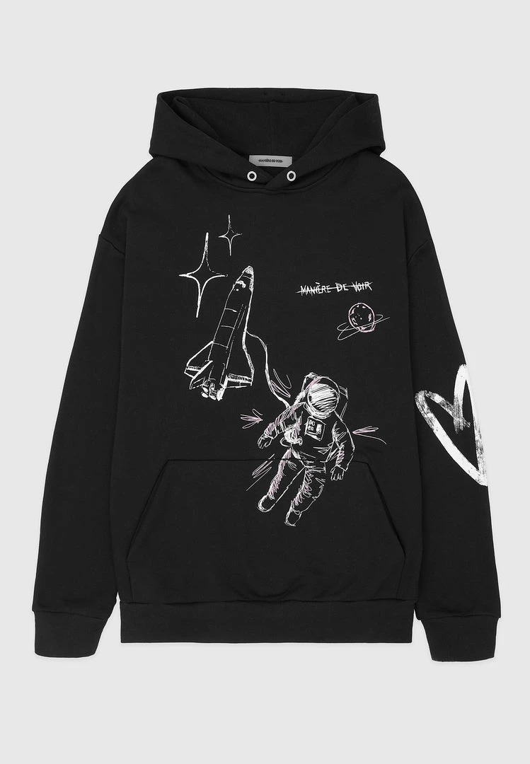 Man Hoodies Graffiti Hoodie - Black
