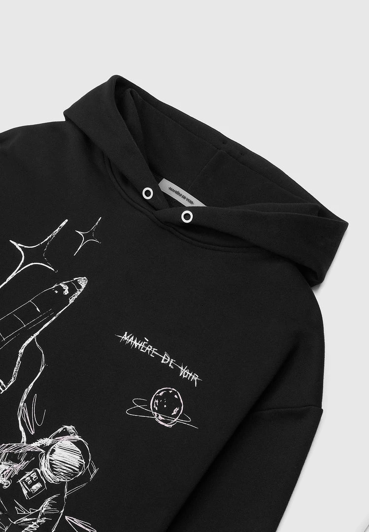 Man Hoodies Graffiti Hoodie - Black