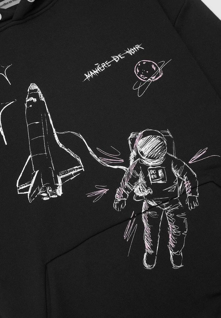 Man Hoodies Graffiti Hoodie - Black