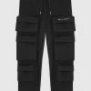 Man Casual Trousers Multi Pocket Cargo Pants - Black