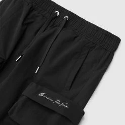 Man Casual Trousers Multi Pocket Cargo Pants - Black