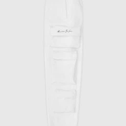 Man Casual Trousers Multi Pocket Cargo Pants - White