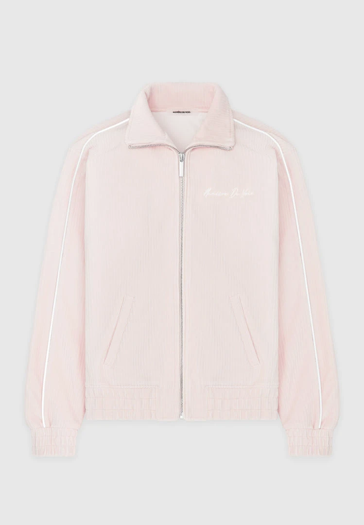 Man Tracksuit Tops Ribbed Velour Track Jacket - Pink