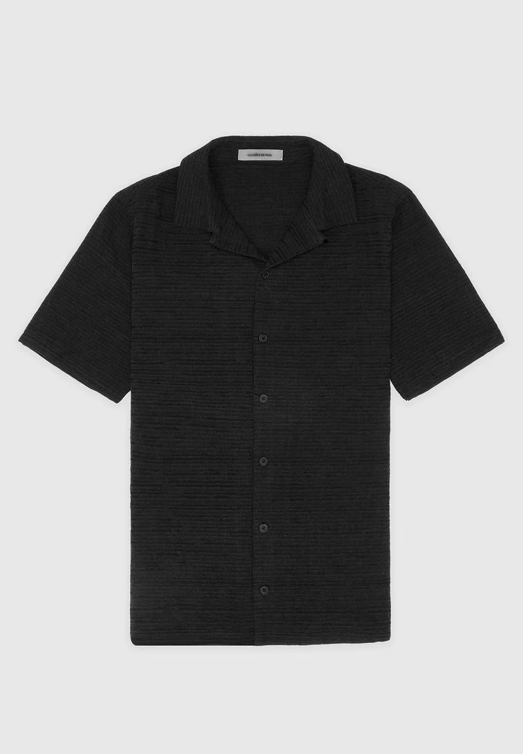 Man Shirts Textured Linen Shirt - Black